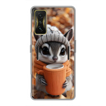 Печатный чехол «Зверята с кофе» для Xiaomi POCO F4 GT – Грызунчик с кофе
