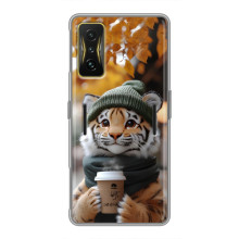 Печатный чехол «Зверята с кофе» для Xiaomi POCO F4 GT – Тигр с кофе