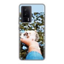 Чехлы с изображением разных животных для Xiaomi POCO F5 Pro (Ежик на руках)