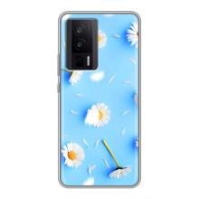 Чехол с Цветами для Xiaomi POCO F5 Pro (ромашки на голубом)