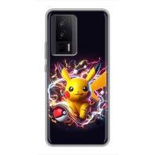 Чехол с Пикачу на Xiaomi POCO F5 Pro (Пикачу с мячом)