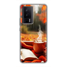 Чехол с уникальным дизайном «Осень с кофе» для Xiaomi POCO F5 Pro – Кофе и дождь