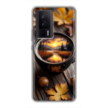 Чехол с уникальным дизайном «Осень с кофе» для Xiaomi POCO F5 Pro – Тёмный кофе