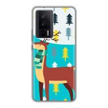 Силиконовый бампер с картинкой животных для Xiaomi POCO F5 Pro (Олень с шарфом)