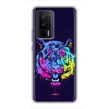 Силиконовый бампер с картинкой животных для Xiaomi POCO F5 Pro (Тигр-Арт)