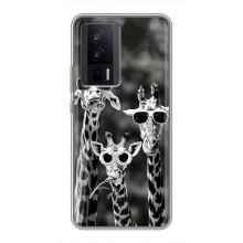 Силиконовый чехол с КАРТИНКАМИ лето для Xiaomi POCO F5 Pro (AlphaPrint) (Жирафы в очках)