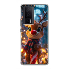 Яркий чехол для Xiaomi POCO F5 Pro с Зимними Оленятами – Олень в шарфе