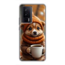 Печатный чехол «Зверята с кофе» для Xiaomi POCO F5 Pro – Песик с кофе