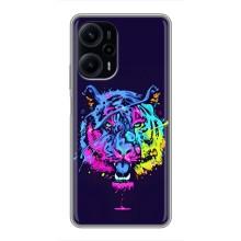 Силиконовый бампер с картинкой животных для Xiaomi POCO F5 (Тигр-Арт)