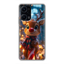 Яркий чехол для Xiaomi POCO F5 с Зимними Оленятами – Олень в шарфе