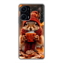 Печатный чехол «Зверята с кофе» для Xiaomi POCO F5 – Белка с кофе