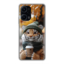 Печатный чехол «Зверята с кофе» для Xiaomi POCO F5 – Тигр с кофе