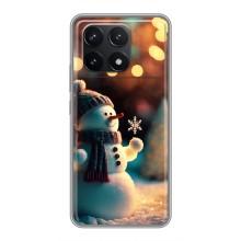 Чехлы на Новый Год Xiaomi POCO F6 Pro – Снеговик праздничный