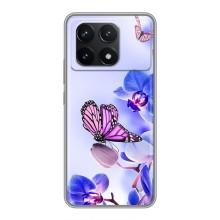 Чохли з квітами для Xiaomi POCO F6 Pro (VPrint) (Метелик на квітах)