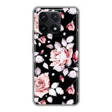 Чохли з квітами для Xiaomi POCO F6 Pro (VPrint) (Квіти на чорному)