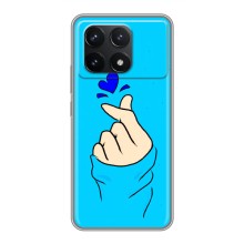 Чехлы (Знак сердечка) на Xiaomi POCO F6 Pro (Сердце на синем)