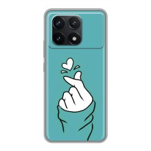 Чехлы (Знак сердечка) на Xiaomi POCO F6 Pro (Сердечко на бирюзовом)