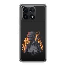 Силиконовый чехол с картинкой "Герой Pubg" на Xiaomi POCO F6 Pro – В огне