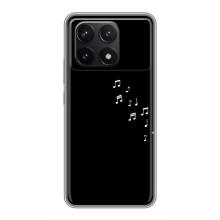 Чехол с картинками на черном фоне для Xiaomi POCO F6 Pro – Ноты