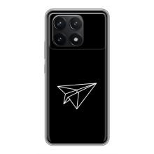 Чехол с картинками на черном фоне для Xiaomi POCO F6 Pro – Самолетик