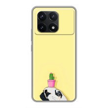 Бампер для Xiaomi POCO F6 Pro с картинкой "Песики" (Кактус на голове)