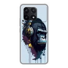 Чохол з Мавпами Xiaomi POCO F6 Pro - (AlphaPrint) (Горила в навушниках)