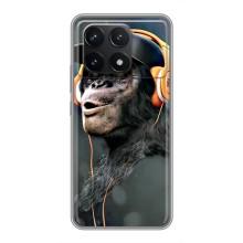 Чохол з Мавпами Xiaomi POCO F6 Pro - (AlphaPrint) (В навушниках)