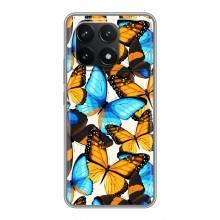 Чехол с принтом для Поко Ф6 Про - (Прикольные) (AlphaPrint) (Яркие бабочки)
