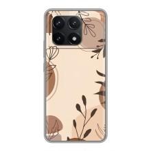 Чохол з квітковим принтом на Поко Ф6 Про (Коричневі квіти)