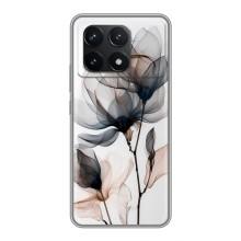 Чохол з квітковим принтом на Поко Ф6 Про (Квіти на білому)