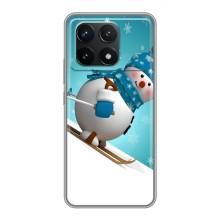 Новорічні Чохли для Поко Ф6 Про (VPrint) (Сніговик на лижах)
