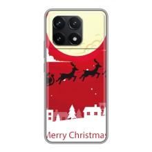Різдвяні Чохли для Xiaomi POCO F6 Pro (VPrint) (Санта з оленями)