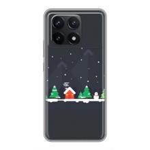 Силиконовый бампер на рождество для Xiaomi POCO F6 Pro (Город зимний)