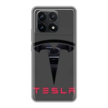 Силиконовый бампер с картинкой машины на Xiaomi POCO F6 Pro – Logo TESLA