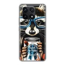 Силиконовый Чехол с Енотами на Xiaomi POCO F6 Pro – Енот в очках
