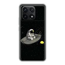 Силиконовый Чехол с принтом "Космонавты" на Xiaomi POCO F6 Pro – Космонавт на рыбалке