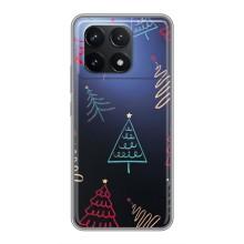 Зимні Чохли для Поко Ф6 Про - прозорий фон (Різдвяні ялинки)