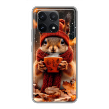 Печатный чехол «Зверята с кофе» для Xiaomi POCO F6 Pro – Белка с кофе