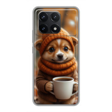 Печатный чехол «Зверята с кофе» для Xiaomi POCO F6 Pro – Песик с кофе