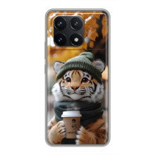 Печатный чехол «Зверята с кофе» для Xiaomi POCO F6 Pro – Тигр с кофе