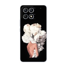 Чехлы (ART) Цветы на Xiaomi POCO F6 (VPrint) (Белые цветы)