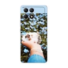 Чехлы с изображением разных животных для Xiaomi POCO F6 (Ежик на руках)