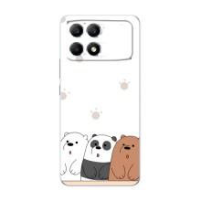 Чехлы с изображением разных животных для Xiaomi POCO F6 (Удивленные медвеженки)