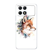 Чохли з картинкою Лисичка для Xiaomi POCO F6 (VPrint) (Лиса в квітах)