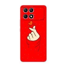Чехлы (Знак сердечка) на Xiaomi POCO F6 – Сердце на красном