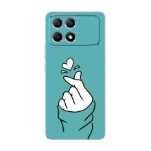 Чехлы (Знак сердечка) на Xiaomi POCO F6 – Сердечко на бирюзовом