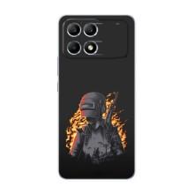 Силиконовый чехол с картинкой "Герой Pubg" на Xiaomi POCO F6 – В огне