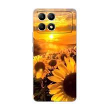 Чехол с Цветами для Xiaomi POCO F6 (поле подсолнухов)