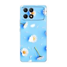 Чехол с Цветами для Xiaomi POCO F6 (ромашки на голубом)