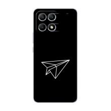 Чехол с картинками на черном фоне для Xiaomi POCO F6 – Самолетик